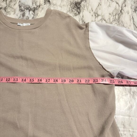 ZARA Roll Sleeve Two Tone Top - Picture 5 of 6